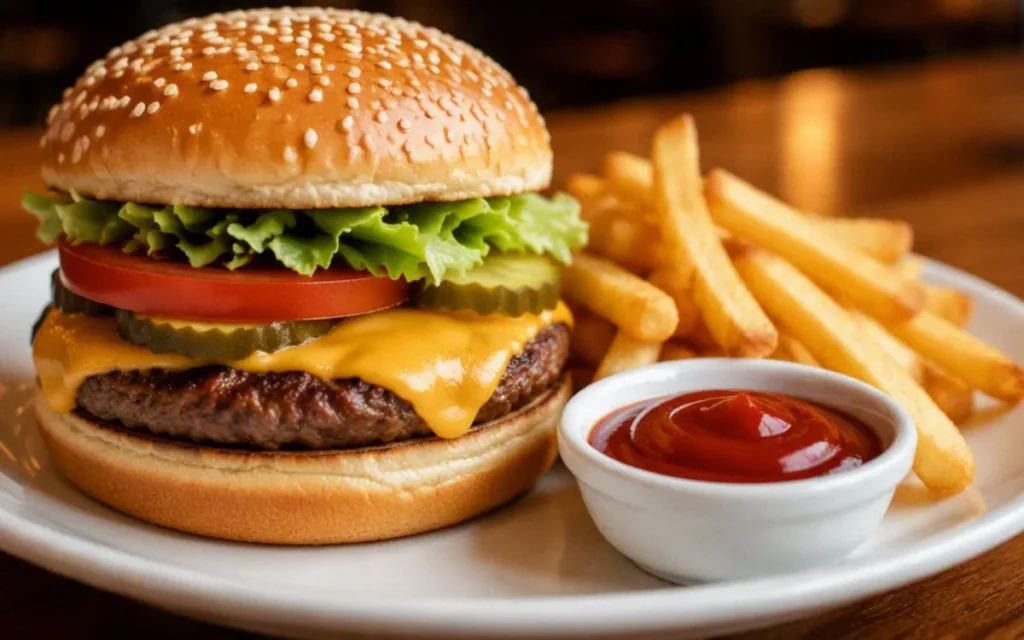 Applebee's Kids Menu Classic Cheeseburger with melted cheese