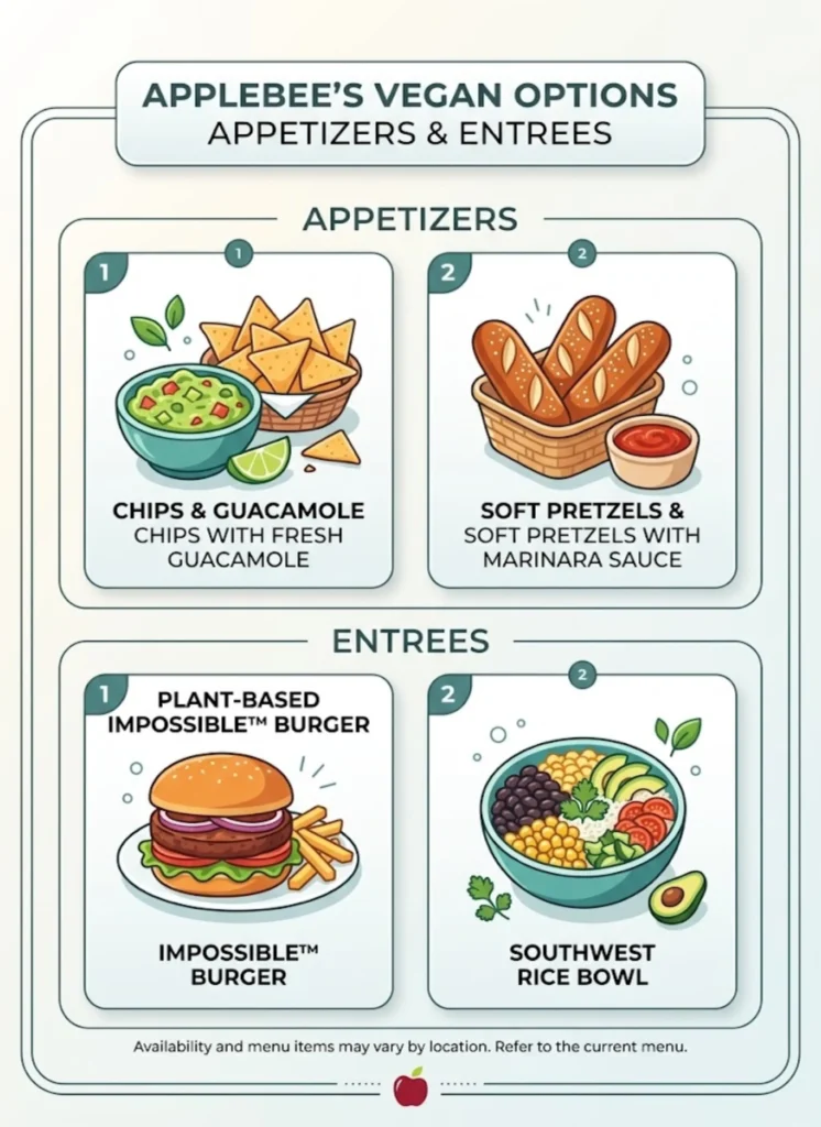 Applebee’s vegan menu 2026 with vegan appetizers and entrée options
