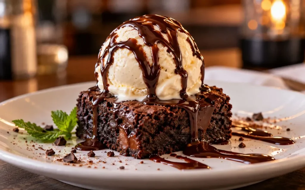 Applebee’s Brownie Bite Dessert with Rich Chocolate Brownie and Vanilla Ice Cream