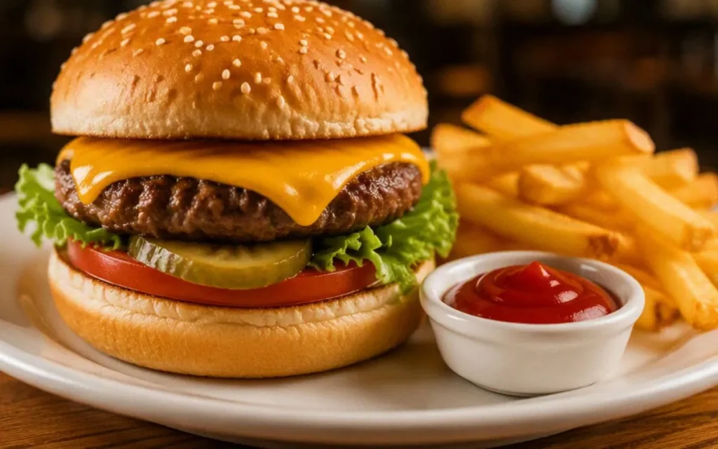 Applebee's Kids Menu Classic Cheeseburger with melted cheese