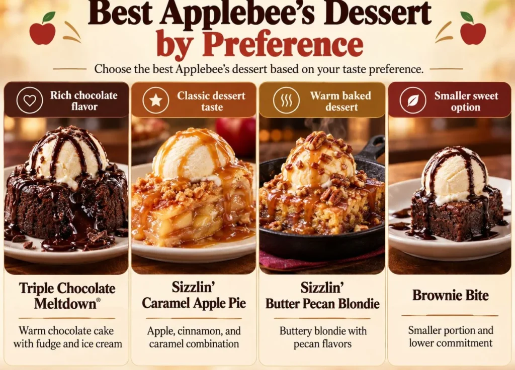 Applebee's desserts comparison by flavor and preference